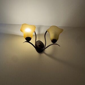 Yellow Glass Twin-Arm Wall Sconce Light
